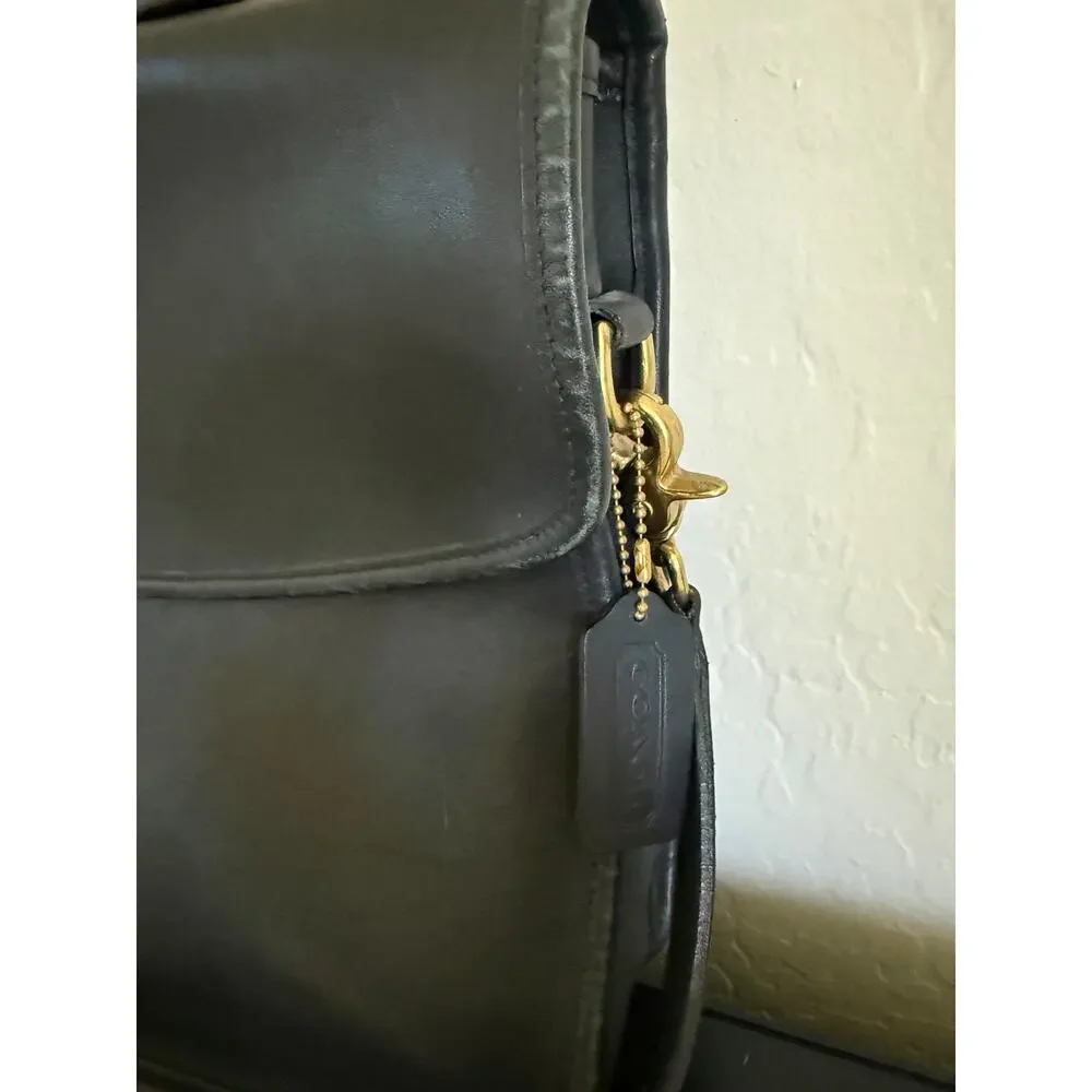 Vintage Coach Lexington Briefcase - Smooth Black Leather with Brass Hardware
